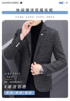 Chaqueta De Moda Para Hombres Estilo Coreano Ajustada Y Elegante Para Otoño Invierno Cierre Simple Traje Casual Grueso - details 20