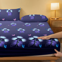 Sábana Ajustada Moderna Y Sencilla Con Estampado De Plantas Flores Y Mariposas Mate Para Dormitorio Sin Almohadillas Ni Fundas De Cojín - details 3