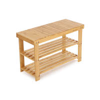 Banco zapatero de bambú, 3 estantes, 70x28x45 cm, ideal para entradas, baños, salas de estar y pasillos, color blanco o madera - details 5