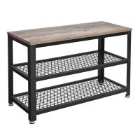 Banco zapatero con asiento y 3 niveles, estantería para zapatos con marco de metal, ideal para entrada, sala de estar y pasillo, 73x30x45 cm - details 0