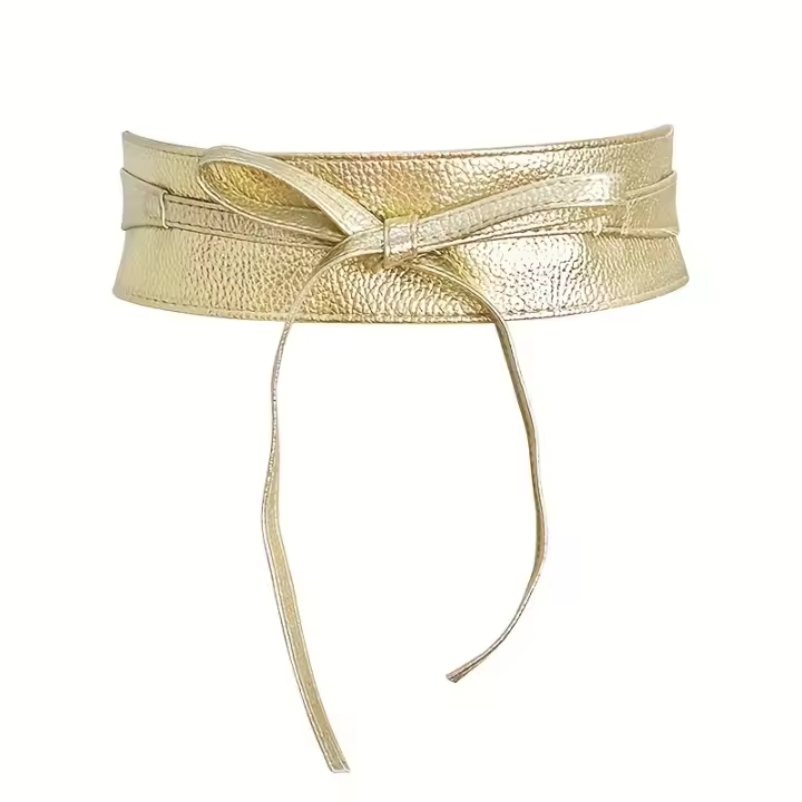 Ancho De Imitación De Cuero PU Para Mujer Estilo Europeo Y Americano Versáthil Con Lazo De Cintura Accesorio De Ropa - 1