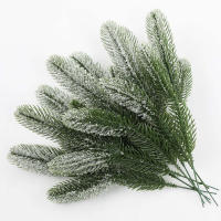 6Pcs/Pack Ramas De Pino Navideñas Artificiales Para Adornos De Casa Y Árbol De Navidad Decoración De Año Nuevo Blanco Y Verde - details 6