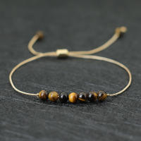 Pulsera De Bolas De 4mm Unisex Ajustable Chakra Obsidiana Ojos De Tigre Piedra Bohemia Pareja Cadena Brazalete Charm Unisex - details 1