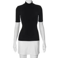 Vestido Bodycon De Verano Para Mujer Con Cuello Alto Y Manga Corta Elegante Mini Vestido De Calle Y2k Polyester Spandex Slim Fit - details 0