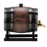 Barrel De Vino Vintage De 3L Con Façade En Madera De Roble Negro Accesorios Para Vino Gran Capacidad Para Brandy Y Whisky - details 6