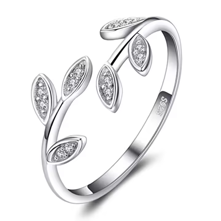 Anillo para mujer de Plata de Ley S925, Anillo Abierto ajustable - 1