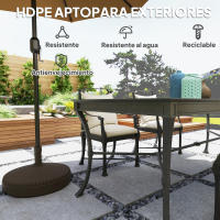 Outsunny Base para Sombrilla Redonda Soporte para Parasol Pie para Sombrilla Rellenable con Agua 23L o Arena 28kg para Jardín Terraza Marrón - details 2