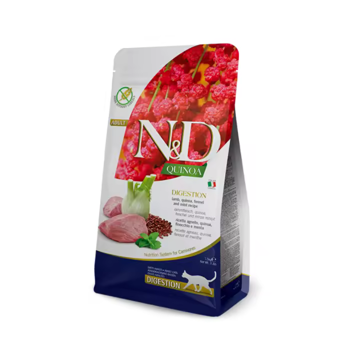 Farmina N&D Cat Quinoa Digestión Cordero 5 Kg - Alimento Completo para Gatos con Digestión Saludable y Ingredientes Naturales - 1