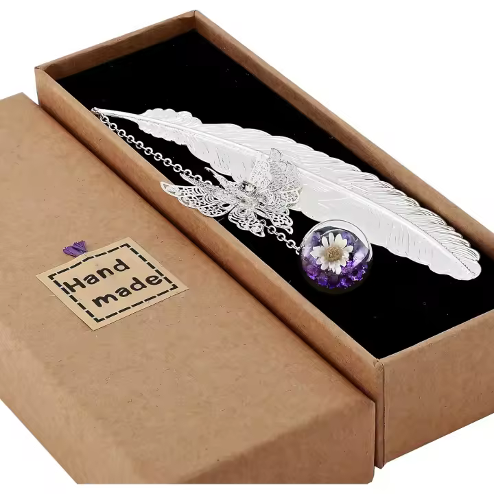 Marcador de plumas de metal, regalo perfecto para el día de la madre, cumpleaños de mujeres y reconocimiento de maestros, accesorio literario elegante y ayuda de lectura elegante - 1