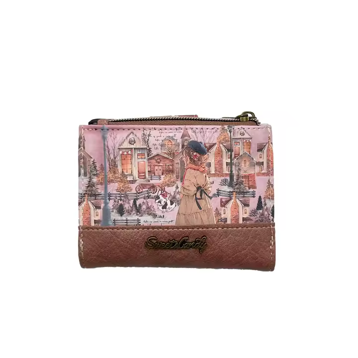 Cartera ilustrada Sweet Candy con compartimentos para tarjetas y monedas - Ideal para uso diario y viajes - Monederos y Estuches - 1