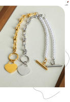 Encanto Pulseras de corazón de amor de acero inoxidable, pulsera con hebilla OT para mujer, cadena de eslabones de muñeca ajustable geométrica Vintage para mujeres y niñas - details 8