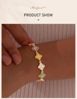 Pulsera De Cuatro Hojas De Colorete Para Mujer Con Flor De Zirconia Material Cobre Elegante Regalo De Suerte Para Amigas Y Hermanas - details 0