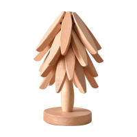 Juego De 4/1 Trivets De Madera Para Platos Calientes Almohadilla De Aislamiento En Forma De Árbol Para Tetera Y Ollas Calientes Moderno Sin Químicos Peligrosos - details 9