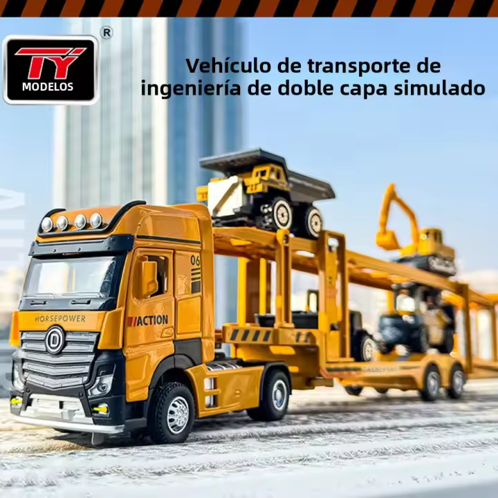 Modelo De Coche De Rescate En Escala 1/32 De Aleación Juguetes De Transporte De Automóviles Dobles Capas Extensas Para Niños Y Coleccionistas - 1