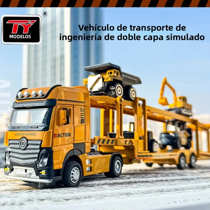 Modelo De Coche De Rescate En Escala 1/32 De Aleación Juguetes De Transporte De Automóviles Dobles Capas Extensas Para Niños Y Coleccionistas - 1