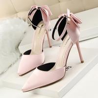Sandalias Elegantes De Satén Para Mujer Verano Con Nudo De Mariposa Bajo Tacón 8cm 10cm Bota Larga De Boda Rojo Tinto Zapatos Bigtree - details 39