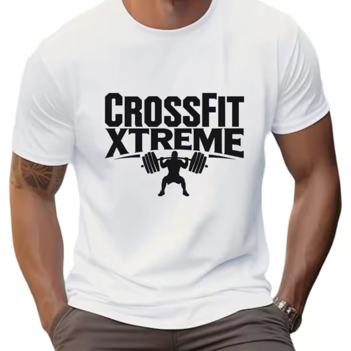 Camiseta manga corta de poliéster, diseño crossfit para hombres. Camiseta de verano o para el gimnasio única y diferente - 1