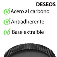 DESEOS Molde de horno rizado con base extraíble | Molde de repostería | Bandea tartas | Acero al carbono | Antiadherente | Varias medidas - details 0