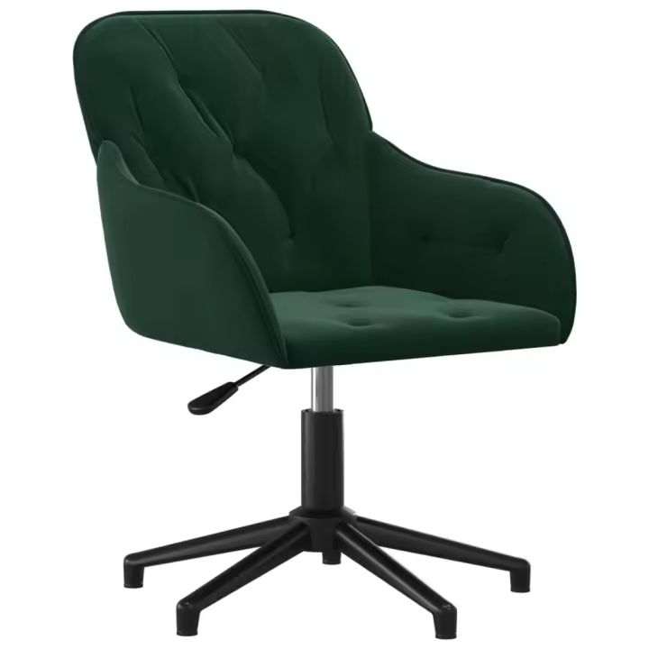 Silla de Oficina giratoria de terciopelo verde oscuro - 1