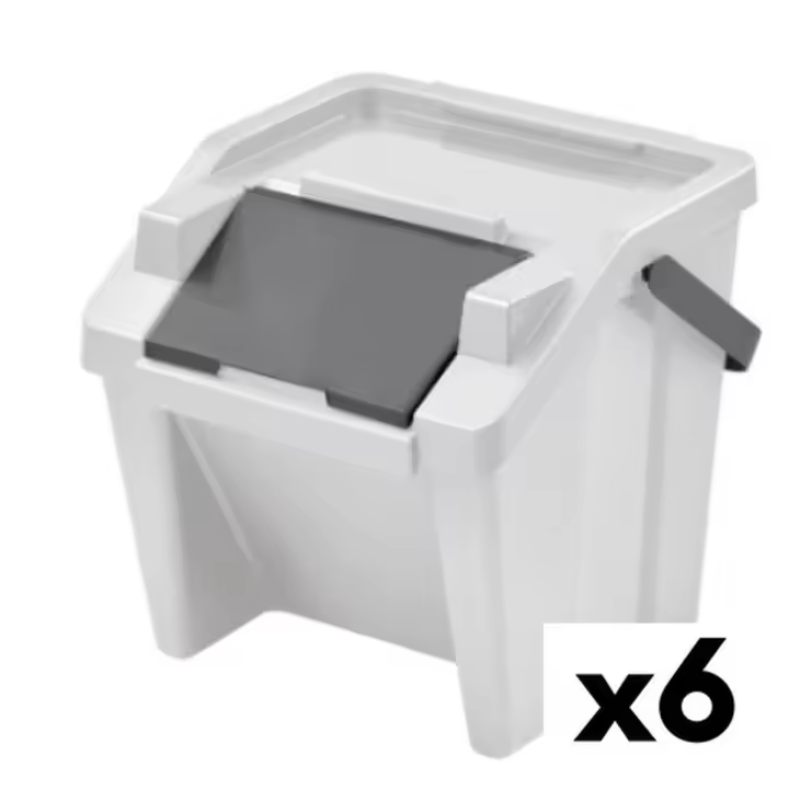 Cubo de Basura para Reciclaje Tontarelli Moda Blanco Apilable 28 L (6 Unidades) - 1