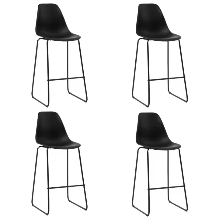 vidaXL Taburetes de cocina 4 unidades plástico negro - 1