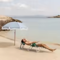 Flamingueo Silla Playa Agujero Acolchado Cabeza y Brazos Reclinable 5 Posiciones Reposapiés y Reposabrazos Confort Asas Mochila Fácil Transporte 83,2 x 66,7 x 97 cm - details 4