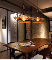 Lámpara Colgante Industrial Retro De Acero Para Sala De Estar Cocina Dormitorio Restaurante Con Cadena De Henequén En Forma De Diamante - details 5