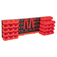 vidaXL Kit de cajas de almacenaje 80 pzas paneles de pared rojo negro - details 0
