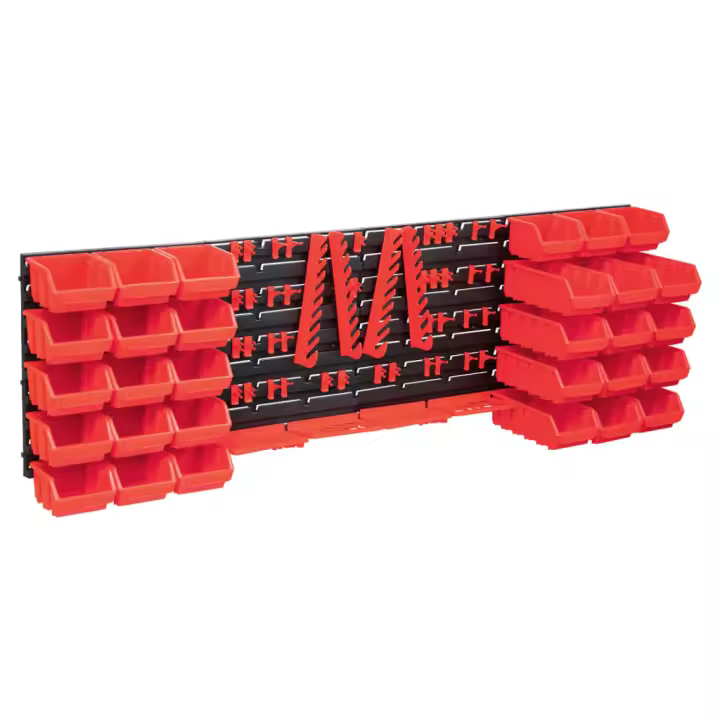 vidaXL Kit de cajas de almacenaje 80 pzas paneles de pared rojo negro - 1