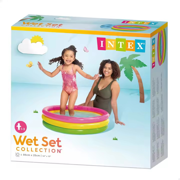 Piscina 3 aros bebé sunset 86x25cm - 68 Litro - INTEX 58924 - Piscina ideal para jugar con niños pequeños - Disfruta del verano como nunca antes - - 1