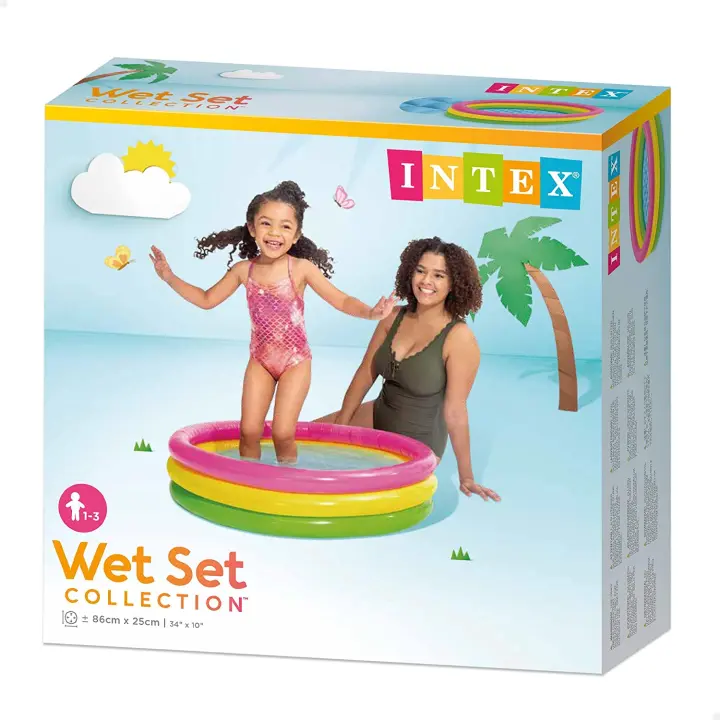 Piscina 3 aros bebé sunset 86x25cm - 68 Litro - INTEX 58924 - Piscina ideal para jugar con niños pequeños - Disfruta del verano como nunca antes - - 1