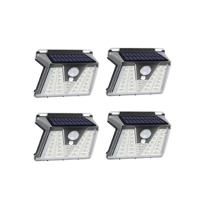 Pack 4 Luces Solar Exterior 33 LED Super Brillante Focos Led Exterior Impermeable Solares con Sensor de Movimiento, 3 Modos, Resistente Al Agua IP65, Luces Solares Led Exterior Jardin - 1