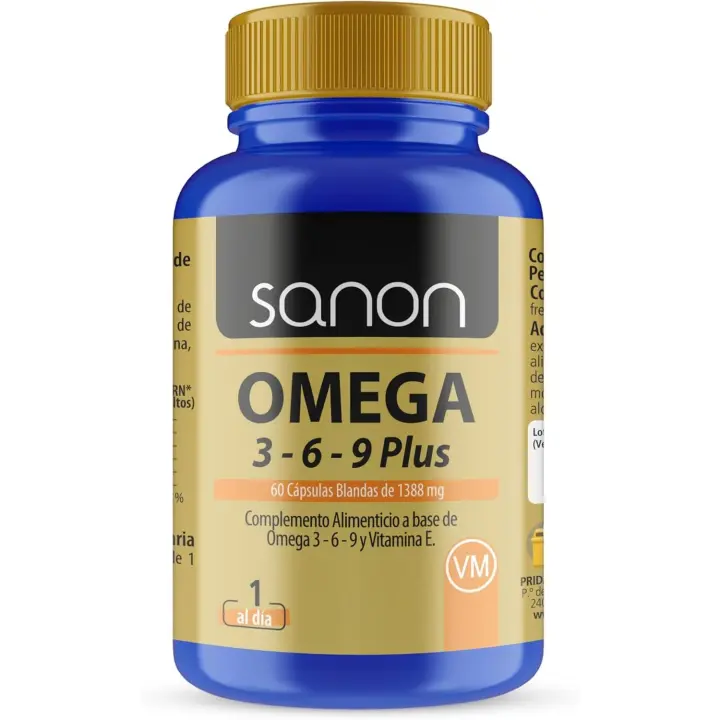 ANON Omega 3 6 9 Plus - Complemento Alimenticio - 60 Cápsulas Blandas de 1400mg elaboradas con Aceites Vegetales y de Pescado - Rico en Ácidos Grasos Esenciales - Suministro para 30 días - 1