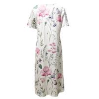 Vestido Largo Elegante Para Mujer Con Estampado Allover Manga Corta Y Rotura Para Primavera Verano Vestido De Fiesta Casual - details 20