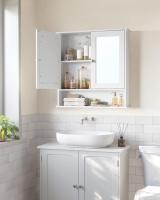 Mueble de lavabo y baño con 2 puertas de persiana, armario de pared con almacenamiento ajustable, 60x30x63 cm - details 1