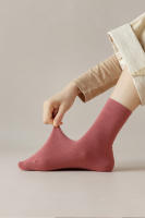 Calcetines Para Mujer Algodón Color Sólido Otoño Primavera Transpirables Suaves Pack De 3 Pares Calcetines Casuales - details 4