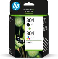 HP 304 3JB05AE Negro + Color Tricolor (Pack de 2), Cartuchos de Tinta Originales, Compatible con Impresoras de Inyección de Tinta Ink Jet HP DeskJet 2620, 2630, 3720, 3730, 3750, 3760; HP Envy 5010, 5020, 5030 - details 0