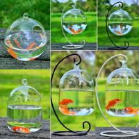 Acuario De Vidrio Transparente Con Soporte Para Decoración Del Hogar Forma Redonda/Rectangular Vaso De Peces Con Soporte De Colgante - details 0