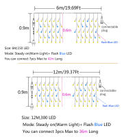 Luces De Hielo LED Para Exterior 6M/12M Guirnalda De Navidad Para Fiesta De Año Nuevo Boda Jardín Patio Decoración Color Azul Y Blanco Calido - details 2