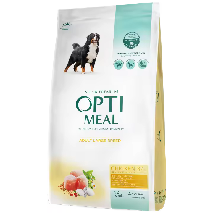 Pienso seco completo para perros adultos de razas grandes OPTIMEAL con pollo - Alimento rico en proteínas para una piel y pelaje saludables y apoya el sistema inmunológico - 1