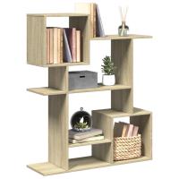 vidaXL Librería divisora madera ingeniería blanca 92x29x112 cm en color Blanco/Roble Sonoma/Gris sonoma y más - details 1