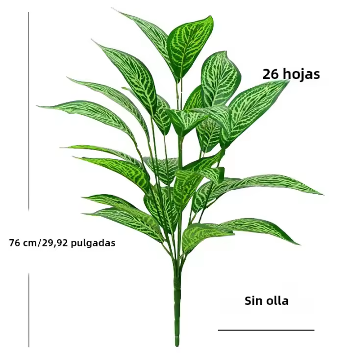 Ramas De Magnolia Artificial 76cm 26 Hojas Falsas De Banyan Hojas Verdes De Sansevieria Para Decoración De Jardín Y Exteriores En Casa - 1