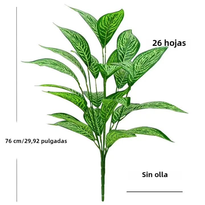  Ramas De Magnolia Artificial 76cm 26 Hojas Falsas De Banyan Hojas Verdes De Sansevieria Para Decoración De Jardín Y Exteriores En Casa - 1