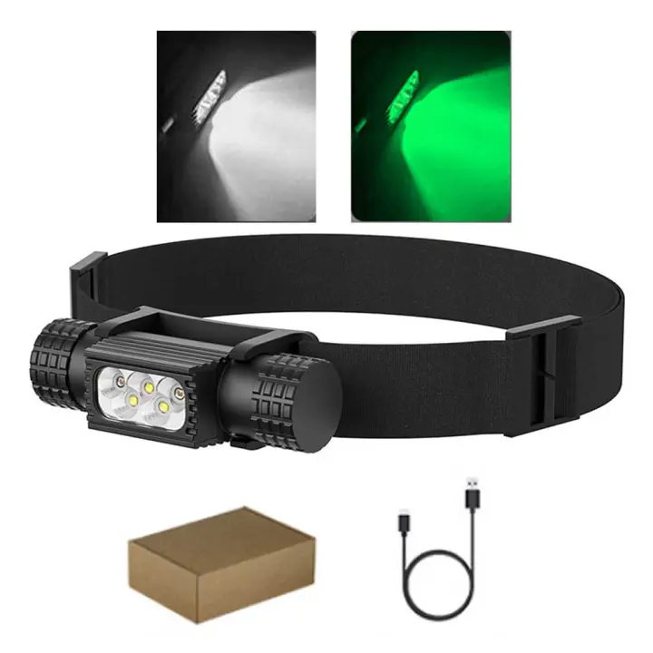 Linterna Frontal LED Tipo C USB Mini Con Batería 18650 Luz En Rojo Verde Morado Azul Amarillo Y Blanco Antigolpes Y Impermeable - 1