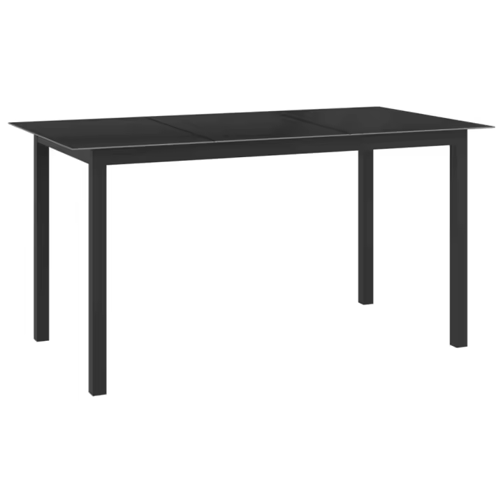 vidaXL Mesa de jardín de aluminio y vidrio 150x90x74 cm en color Gris claro/Negro | estructura resistente ideal para salón dormitorio o estudio - 1