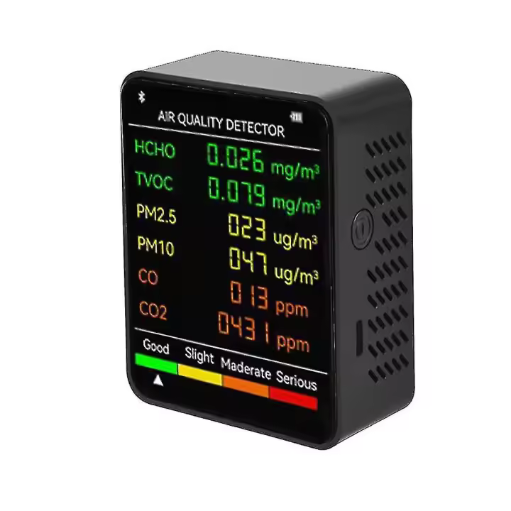 6 En 1 Detector De Calidad Del Aire Lcd Pantalla Grande Medidor De Co2 Pm2.5 Pm10 Hcho Tvoc Co Co2 Co Dióxido De Carbono Monitor De Formaldehído-DYDZ - 1