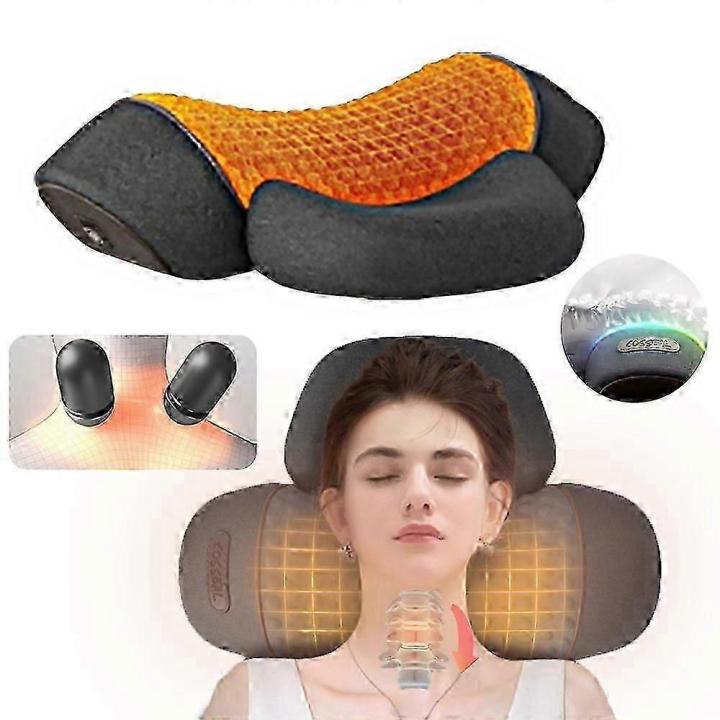 3-in-1 Callixe Ergonomic Cervical Neck Pillow, Hot Compress Massage & Traction Therapy, Upgraded Electric Warm Massage Pillow for Home & Office