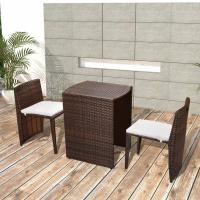 vidaXL Mesa y sillas bistró jardín 3 pzas y cojines poli ratán en color Negro/Marrón | cómodas modernas ergonómicas para comedor cocina salón hogar - details 1