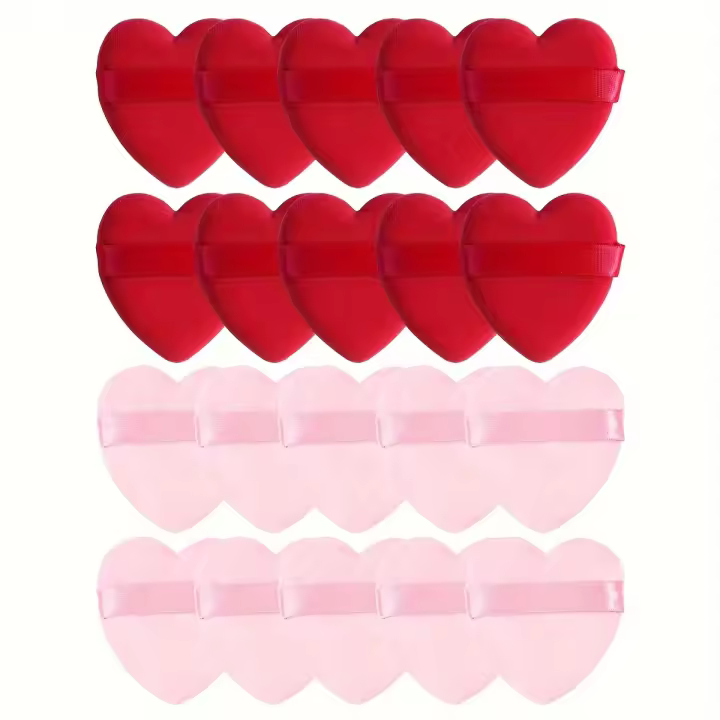 20 almohadillas de maquillaje suaves en forma de corazón para base y cuerpo, material de algodón, tamaño 10 cm - 1