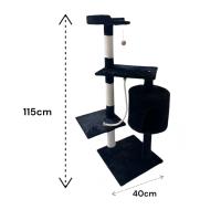 COTTECOTA-Árbol rascador para Gatos Altura 115*40cm Árbol para Gatos Gris Torre Arbol de Escalada de Múltiples Niveles con Cueva Espaciosa Postes Rascadores de Sisal CT - details 4